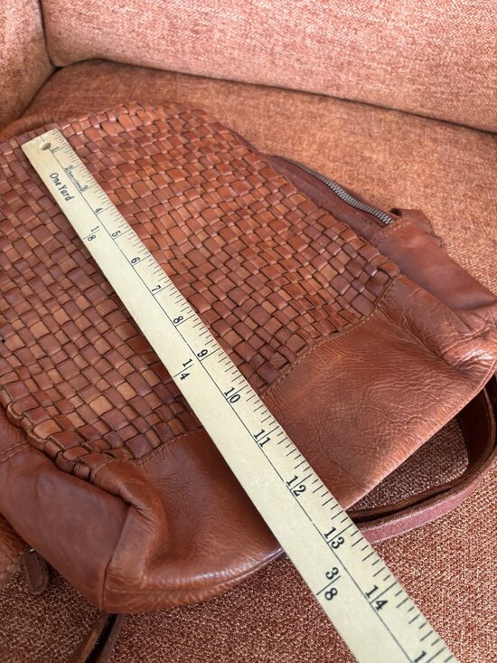 Vilenca Holland Emilia Woven Genuine Leather Woven Backpack Cognac Brown main image 11